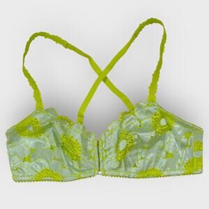 Savage Fenty Poppies Lace Bralette Large Green Wireless Multiway Pearl Festival